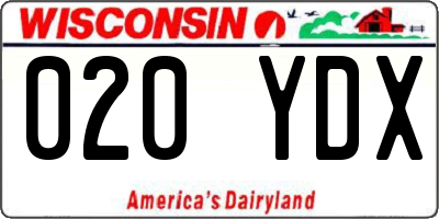 WI license plate 020YDX