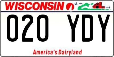 WI license plate 020YDY