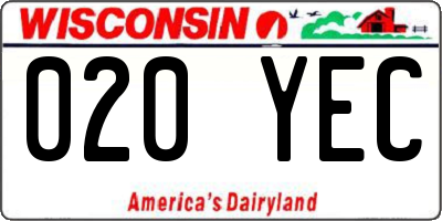 WI license plate 020YEC
