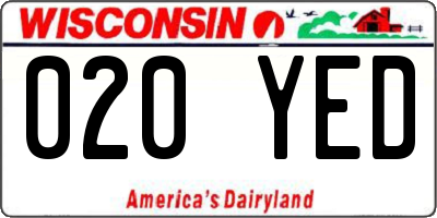 WI license plate 020YED