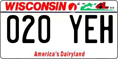 WI license plate 020YEH