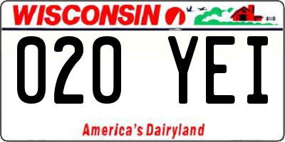 WI license plate 020YEI