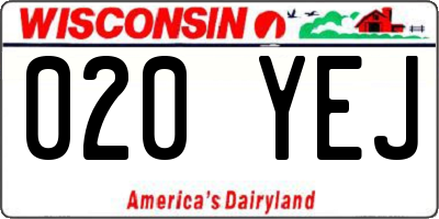 WI license plate 020YEJ