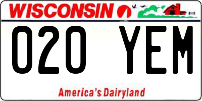 WI license plate 020YEM