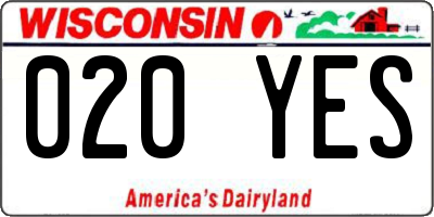 WI license plate 020YES