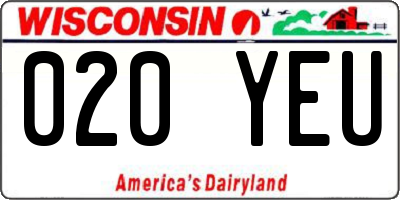 WI license plate 020YEU