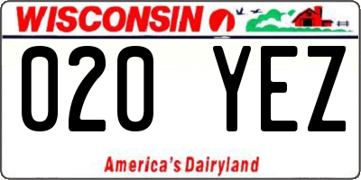 WI license plate 020YEZ