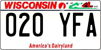 WI license plate 020YFA