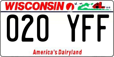 WI license plate 020YFF