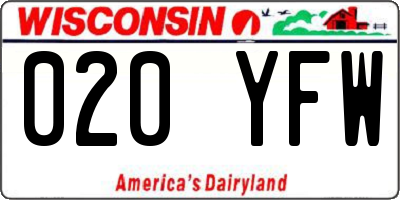 WI license plate 020YFW