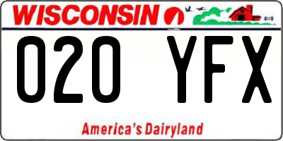 WI license plate 020YFX