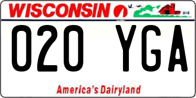 WI license plate 020YGA