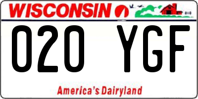 WI license plate 020YGF