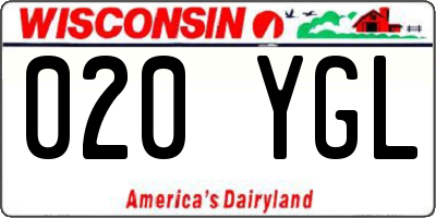WI license plate 020YGL