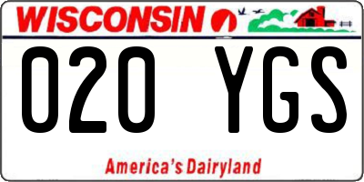 WI license plate 020YGS