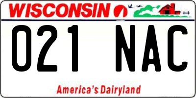 WI license plate 021NAC