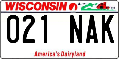 WI license plate 021NAK