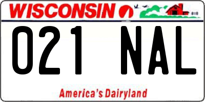 WI license plate 021NAL