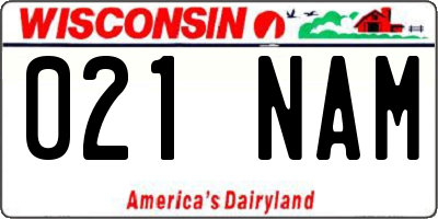 WI license plate 021NAM