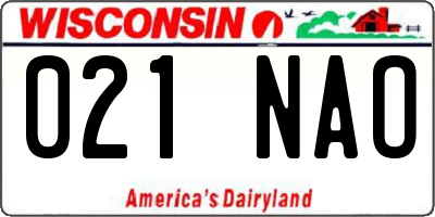 WI license plate 021NAO