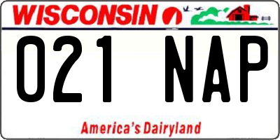 WI license plate 021NAP