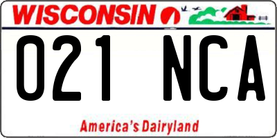 WI license plate 021NCA