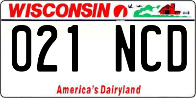 WI license plate 021NCD