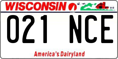 WI license plate 021NCE