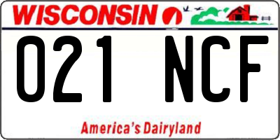 WI license plate 021NCF