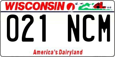 WI license plate 021NCM