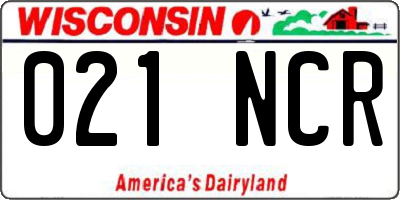 WI license plate 021NCR