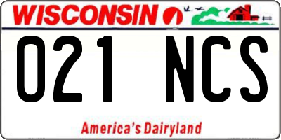 WI license plate 021NCS