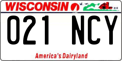 WI license plate 021NCY