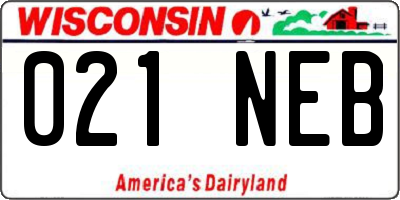 WI license plate 021NEB