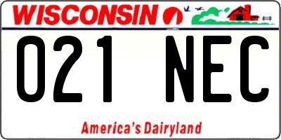 WI license plate 021NEC