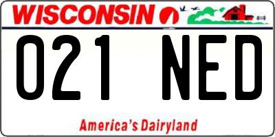 WI license plate 021NED