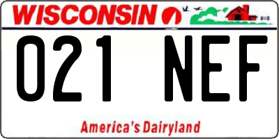 WI license plate 021NEF