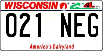 WI license plate 021NEG