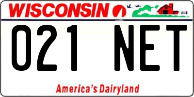 WI license plate 021NET