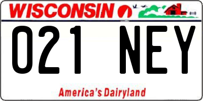 WI license plate 021NEY