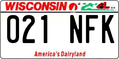 WI license plate 021NFK