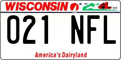 WI license plate 021NFL