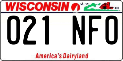 WI license plate 021NFO