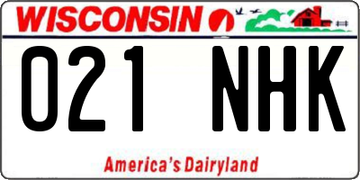 WI license plate 021NHK