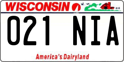 WI license plate 021NIA