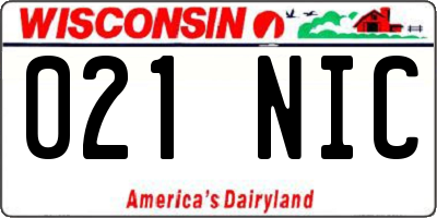 WI license plate 021NIC