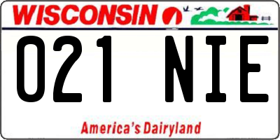 WI license plate 021NIE