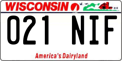 WI license plate 021NIF