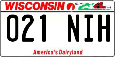 WI license plate 021NIH