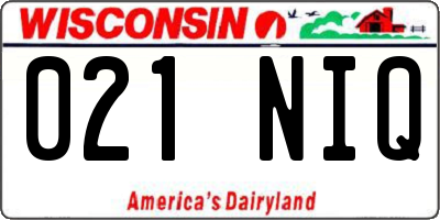 WI license plate 021NIQ